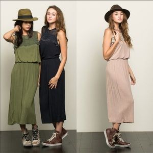 Olive Green Maxi Dress With Crochet Detail